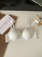 Seamless Cotton Wireless Bra – Breathable Gathered Underwear for Daily Comfort