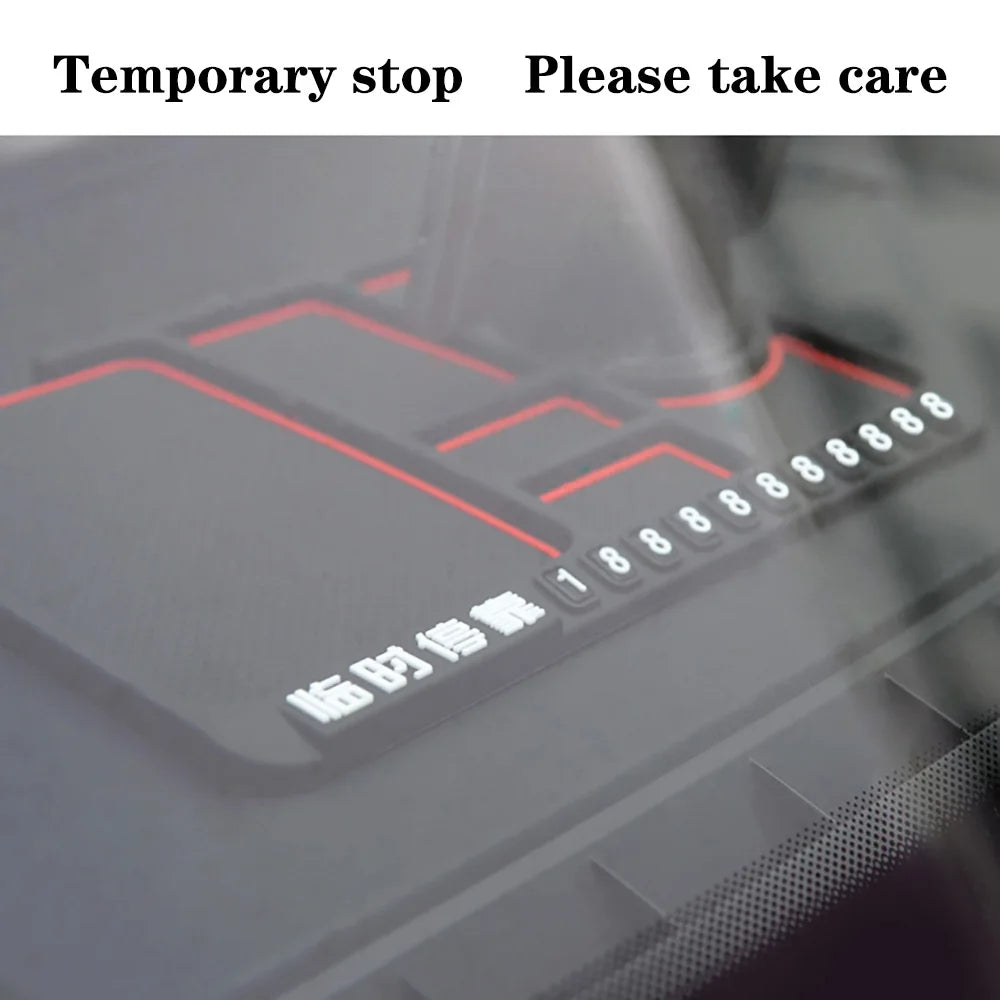 Silicone Dashboard Phone Pad – 4-in-1 Parking Number Card for Car Navigation
