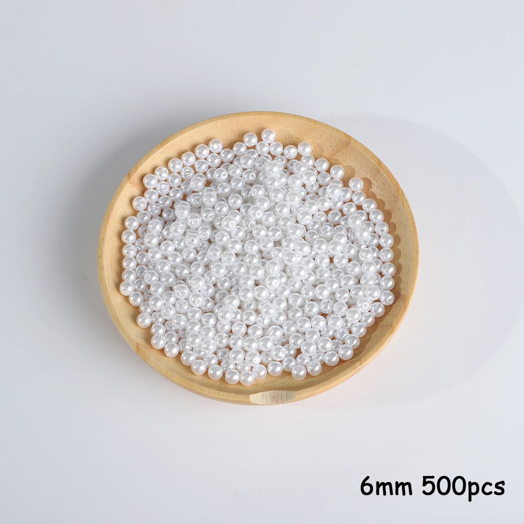 Beige ABS Imitation Pearl Beads – 3-20mm Round Spacer for Jewelry DIY Crafting