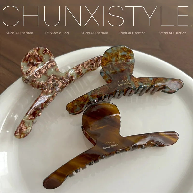 Elegant Shark Hair Claw – Large Vintage Metal Hairpin for Women