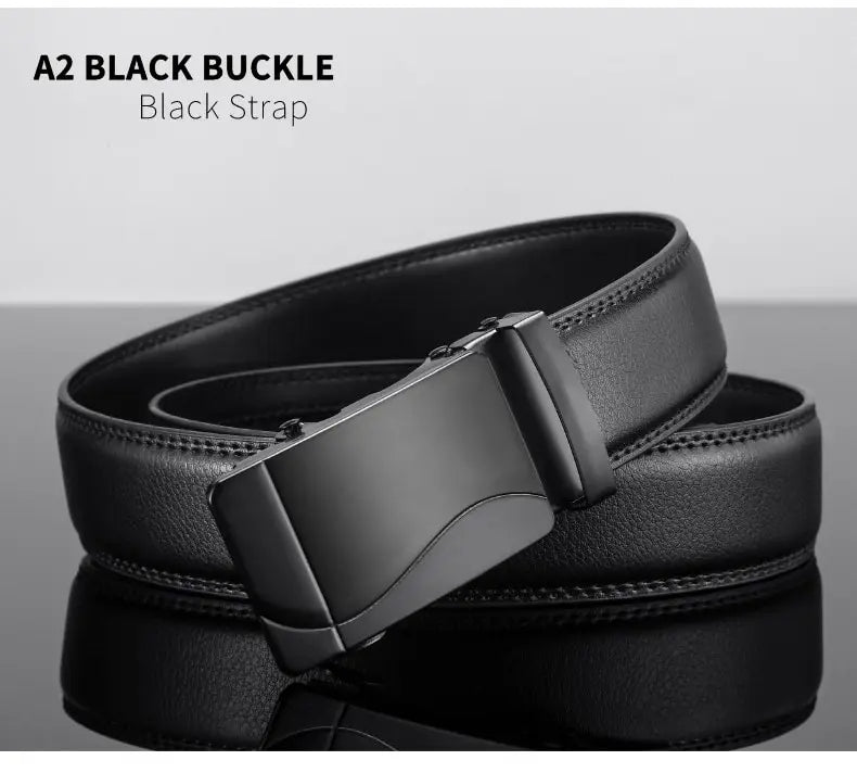 Mens Automatic Buckle Leather Belt – Luxury Business Accessory for Formal Wear