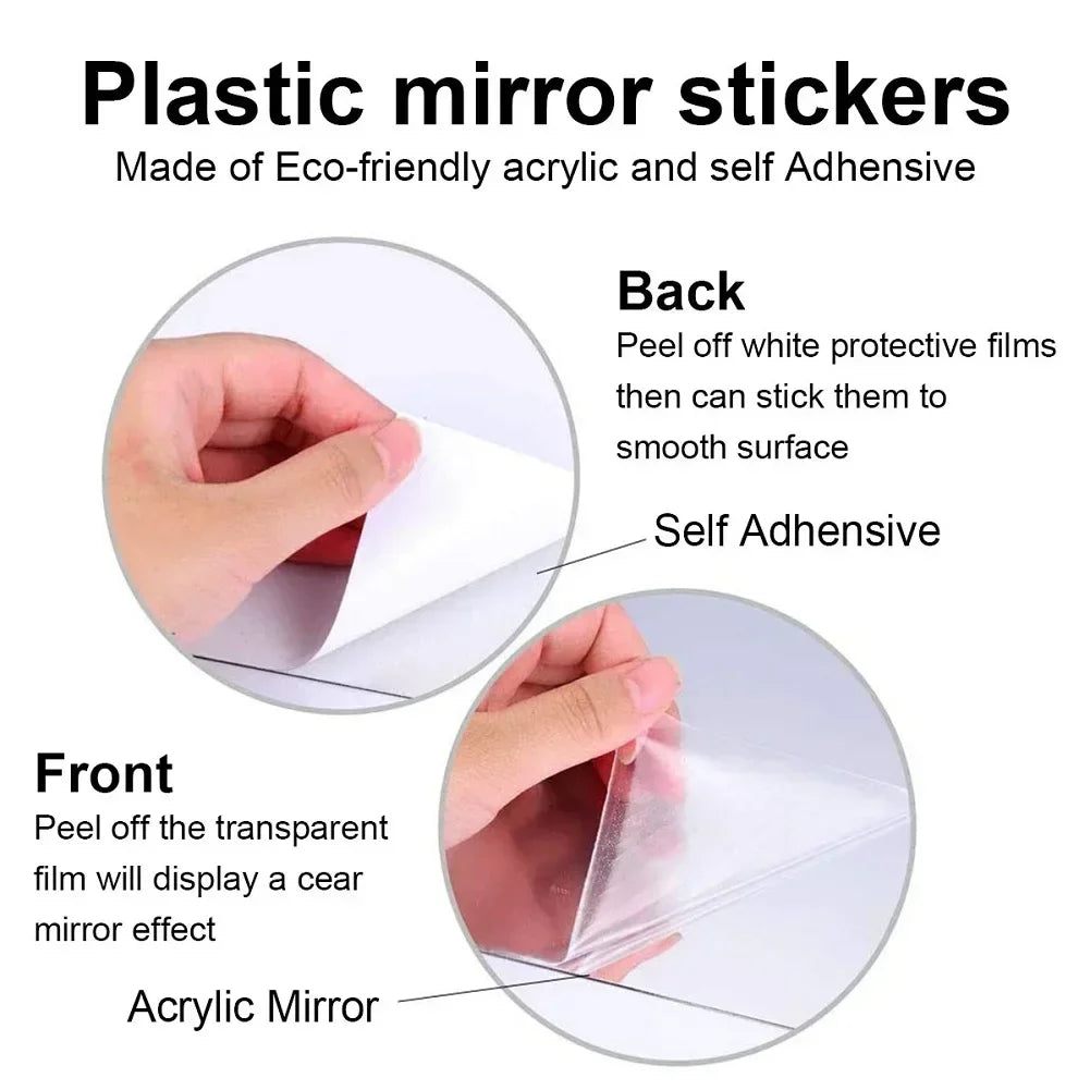 Hexagon Acrylic 3D Mirror Wall Stickers – Self-Adhesive Decor for Home