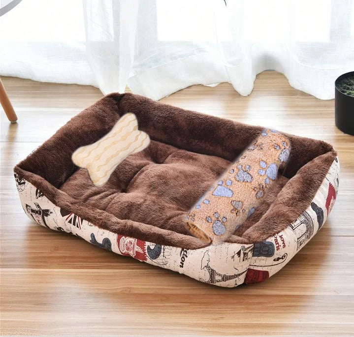 Large Square Dog Bed – Warm Soft Nest for Small Medium and Large Pets