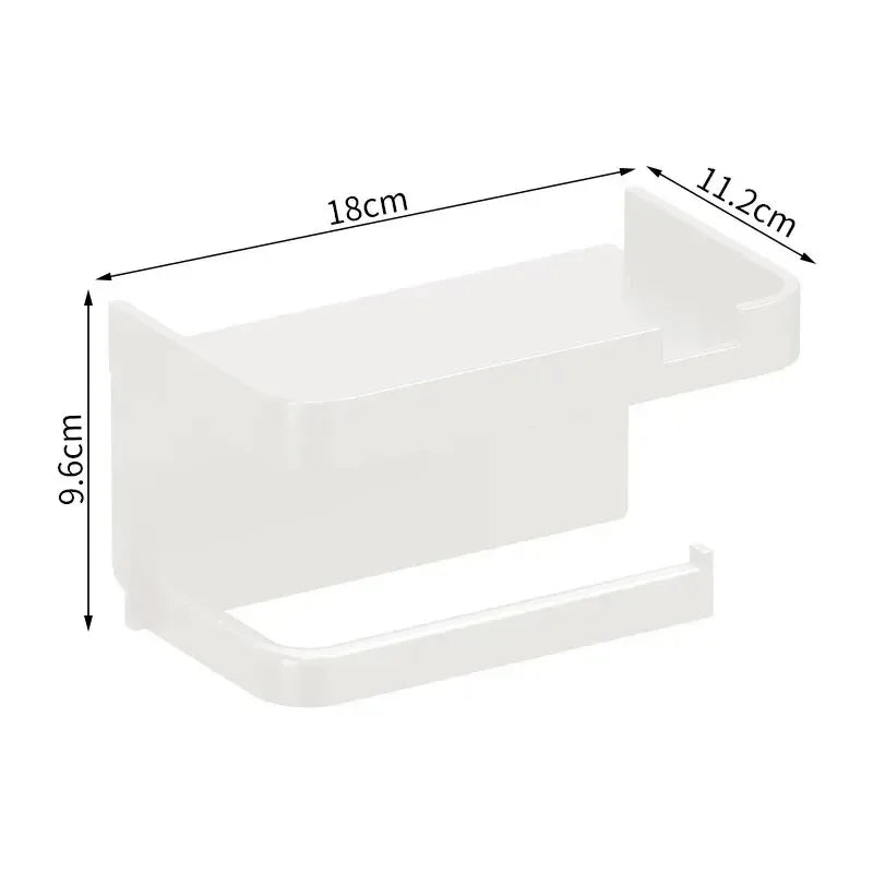 Wall Mounted Toilet Paper Holder – Plastic Storage Shelf for Bathroom