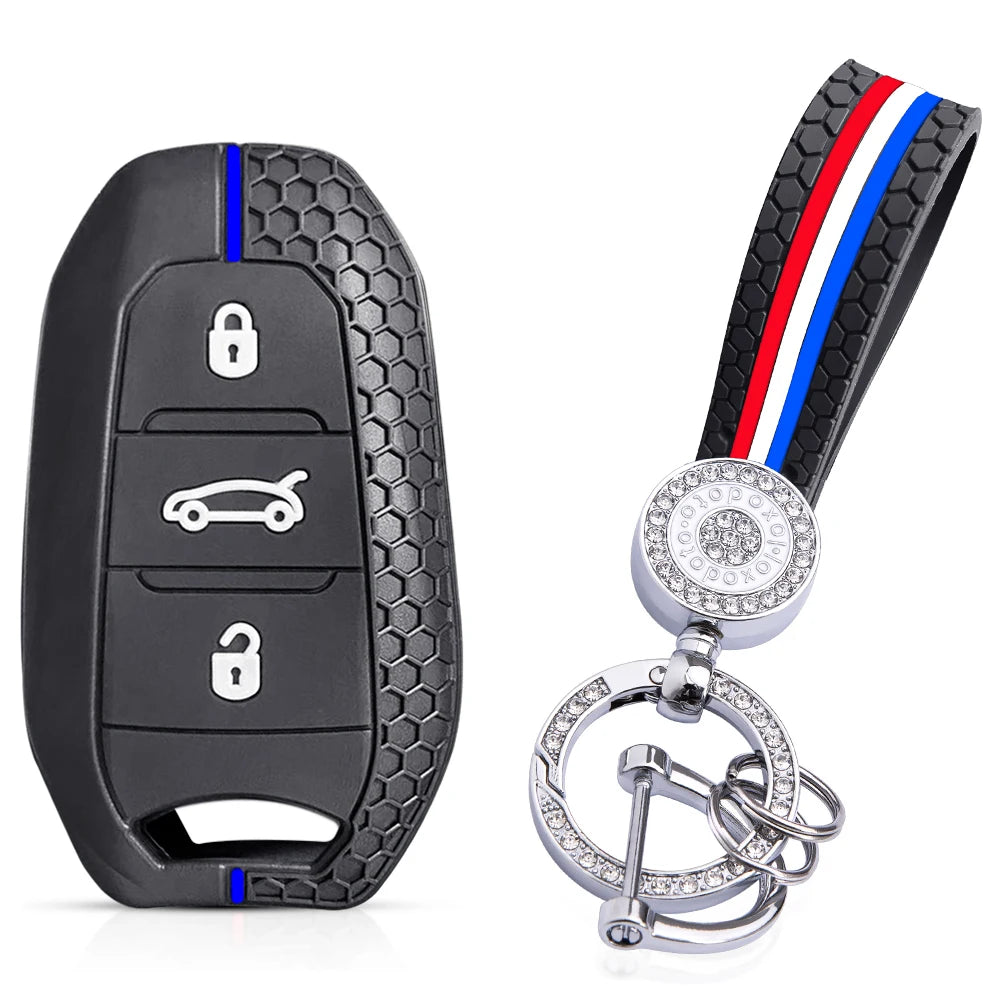 Silicone Car Key Fob Cover – Protective Remote Case for Peugeot and Citroen