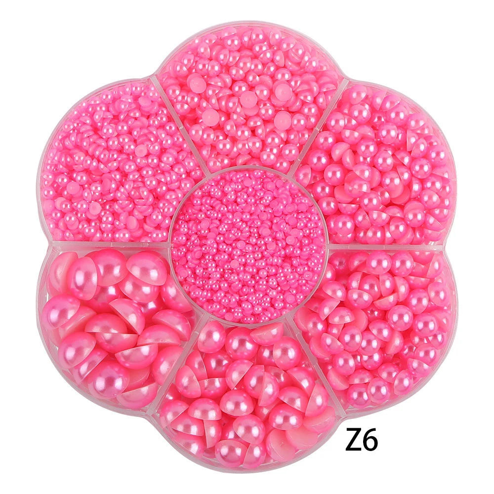 Half Round Flatback Pearl Beads – Assorted Sizes for DIY Jewelry and Nail Art