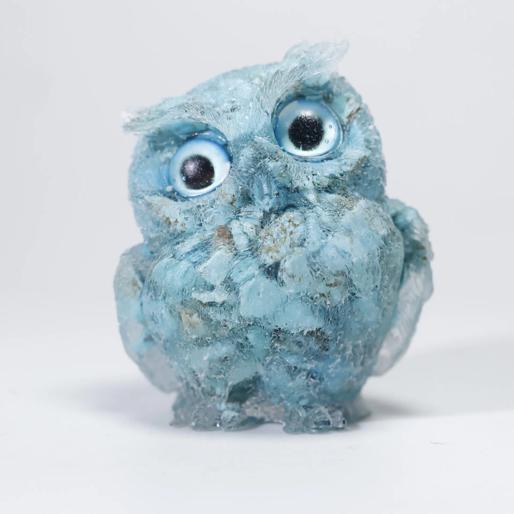 Crystal Owl Ornament – Natural Gemstone Figurine for Home Decor and Aquarium