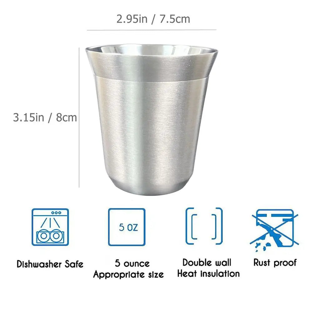 Double Wall Insulated Espresso Cups – Stainless Steel Mugs for Home and Camping