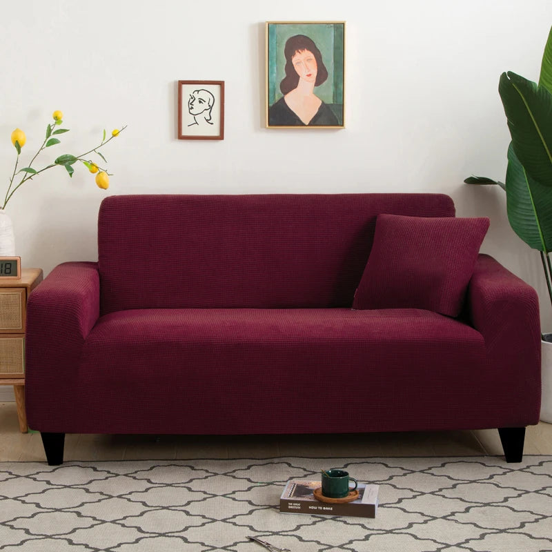 Jacquard Stretch Sofa Cover – Elastic Slipcover for L Shape and Standard Couches