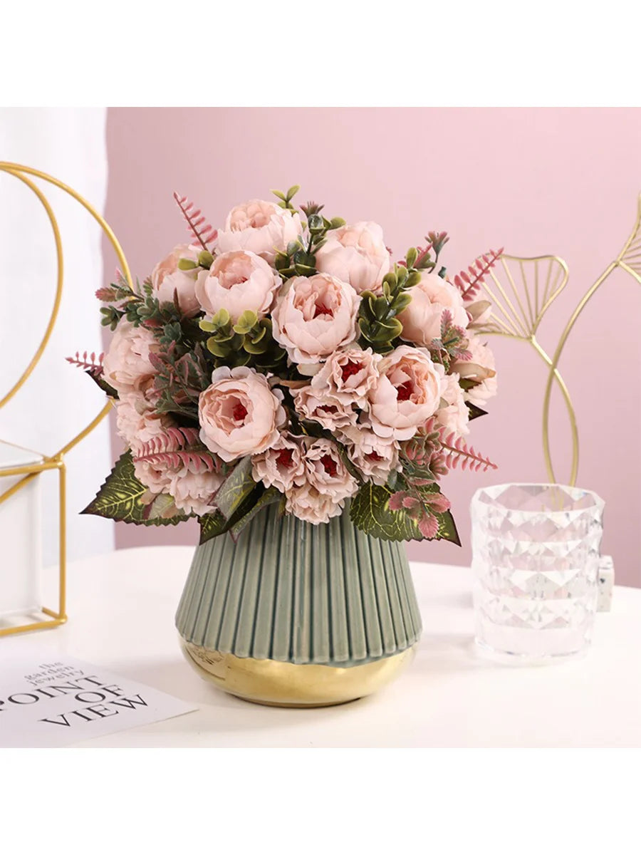 Artificial Peony Flower Bundle – Silk Floral Arrangement for Wedding Decor