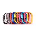 Aluminum D-Shaped Carabiners – 8cm Tactical Clips for Outdoor Camping Gear