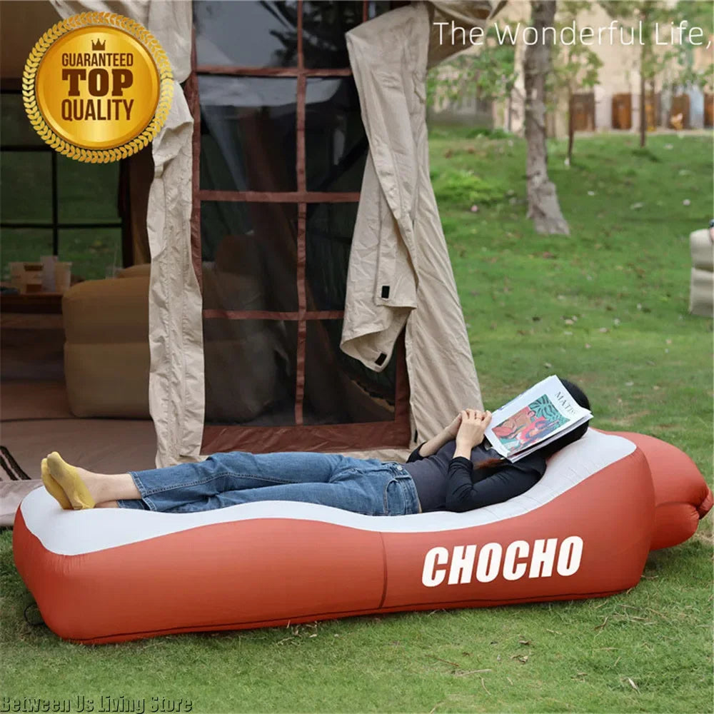 Inflatable Sofa Bed – Extra Wide Non-Roll Air Lounger for Beach and Garden