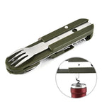 Stainless Steel Folding Camping Cutlery – Portable Utensils for Outdoor Hiking