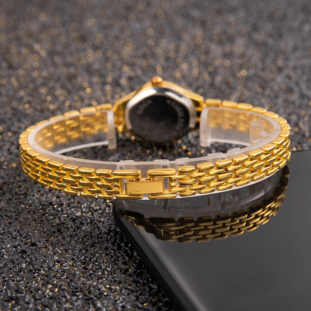Gold Plated Quartz Bracelet Watch – Elegant Analog Timepiece for Women
