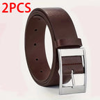 Mens PU Leather Belt – Designer Style Metal Pin Buckle for Casual Jeans