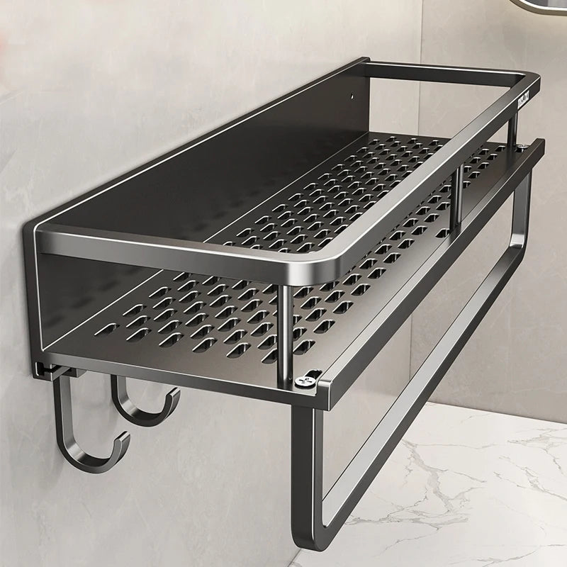 Aluminum Bathroom Shelf – Wall Mounted Storage Rack for Kitchen and Shower