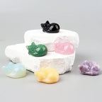 Carved Crystal Cat Figurine – Natural Stone Animal Statue for Home Decor
