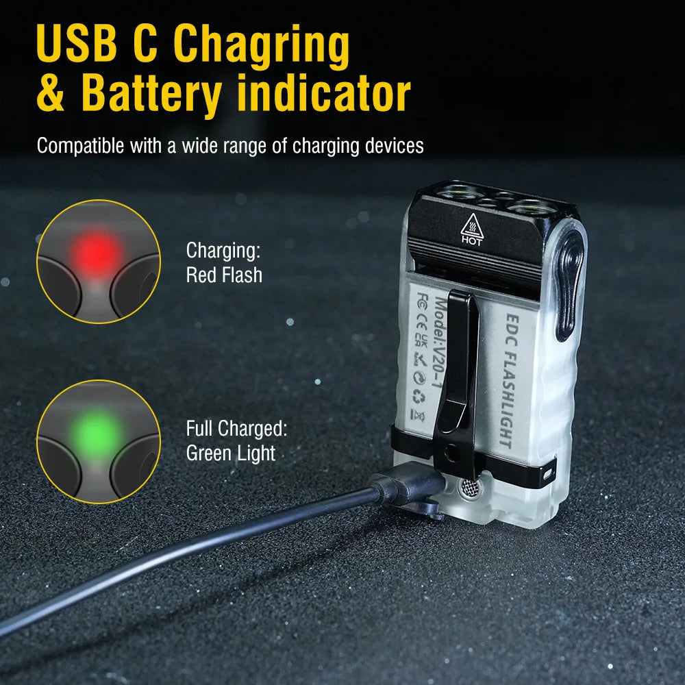 Rechargeable LED Keychain Flashlight – UV and Buzzer for Outdoor Camping