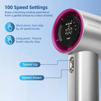 Rechargeable Handheld Turbo Fan – Digital 100-Speed Airflow for Outdoor Travel