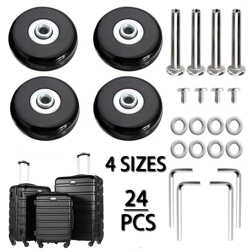 Silent Rubber Luggage Wheels – Durable Travel Bag Replacement for Repair