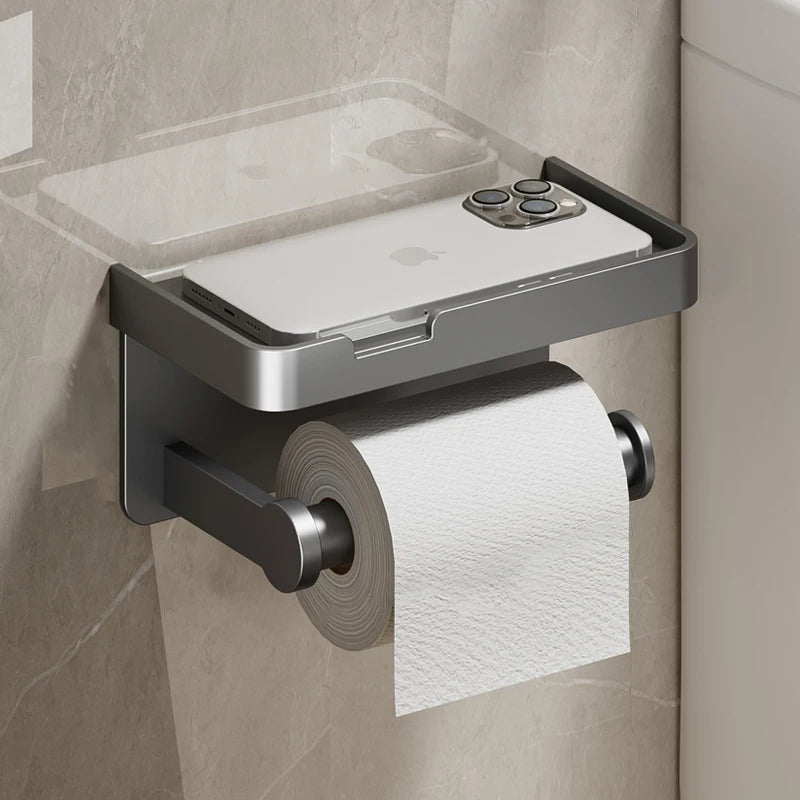 Aluminum Alloy Paper Holder – Wall-Mounted Rack for Bathroom and Kitchen