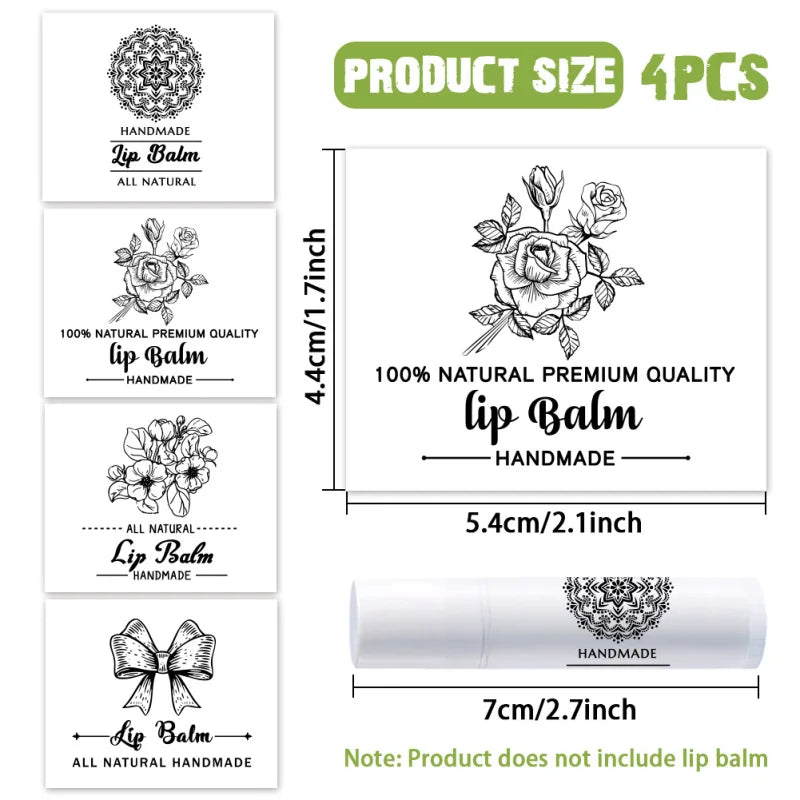 Floral Lip Balm Labels – Self-Adhesive Stickers for Homemade Cosmetics