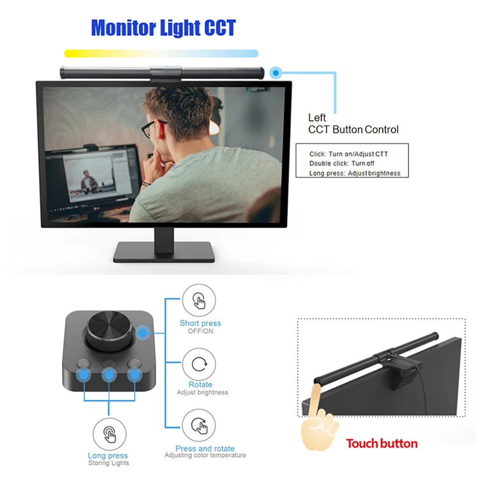 TUYA LED Monitor Light Bar – Remote Controlled E-Reading Lamp for Office