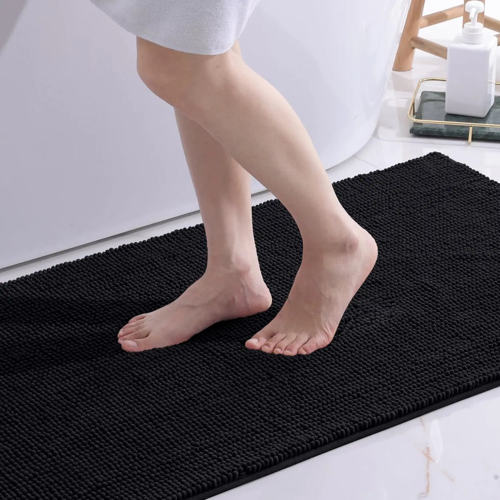 Chenille Bathroom Mat – Ultra Soft Absorbent Non-slip Rug for Shower Floors