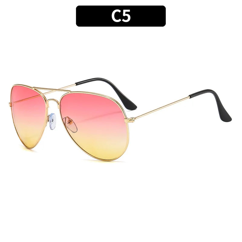 Double Bridge Aviator Sunglasses – Alloy Frame Gradient Lenses for Unisex Fashion