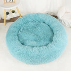 Plush Donut Dog Bed – Large Round Fluffy Kennel for Winter Pet Comfort