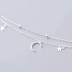Sterling Silver Star Moon Bracelet – Vintage Crystal Jewelry for Women