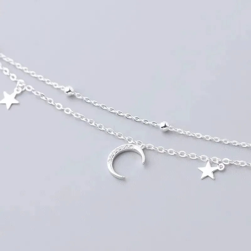 Sterling Silver Star Moon Bracelet – Vintage Crystal Jewelry for Women