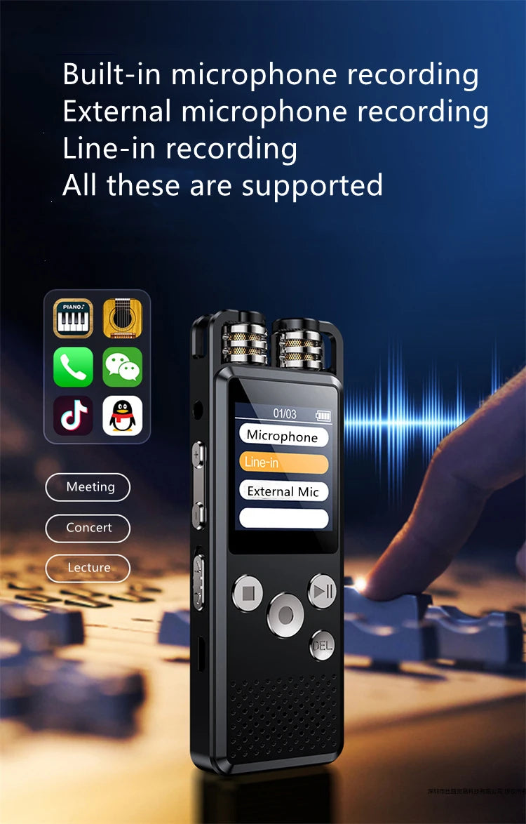 Digital Voice Recorder – Stereo PCM Dictaphone for Meetings and Transcription