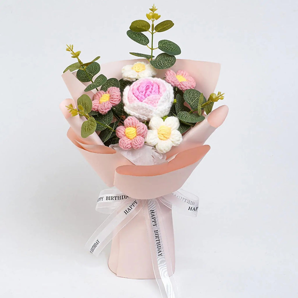 Handmade Crochet Flower Bouquet – Knitted Floral Decor for Gift Giving