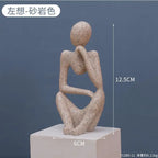 Abstract Thinker Statue – Sand Colored Yoga Figurine for Home Decor