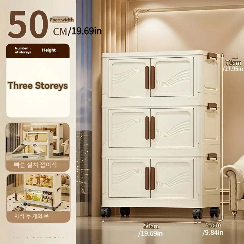 Foldable Storage Box with Clear Door – Stackable Organizer for Home Decluttering