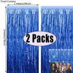 Metallic Foil Tinsel Fringe Curtains – Silver Backdrop for Party Decoration