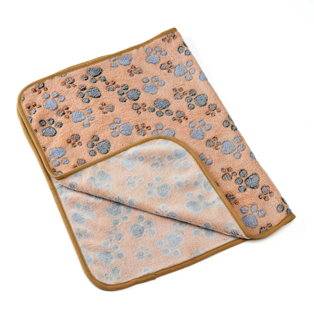 Thickened Fleece Pet Blanket – Warm Footprint Mat for Small to Large Dogs Cats