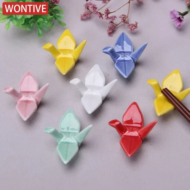 Japanese Ceramic Crane Holder – Decorative Rest for Incense or Chopsticks