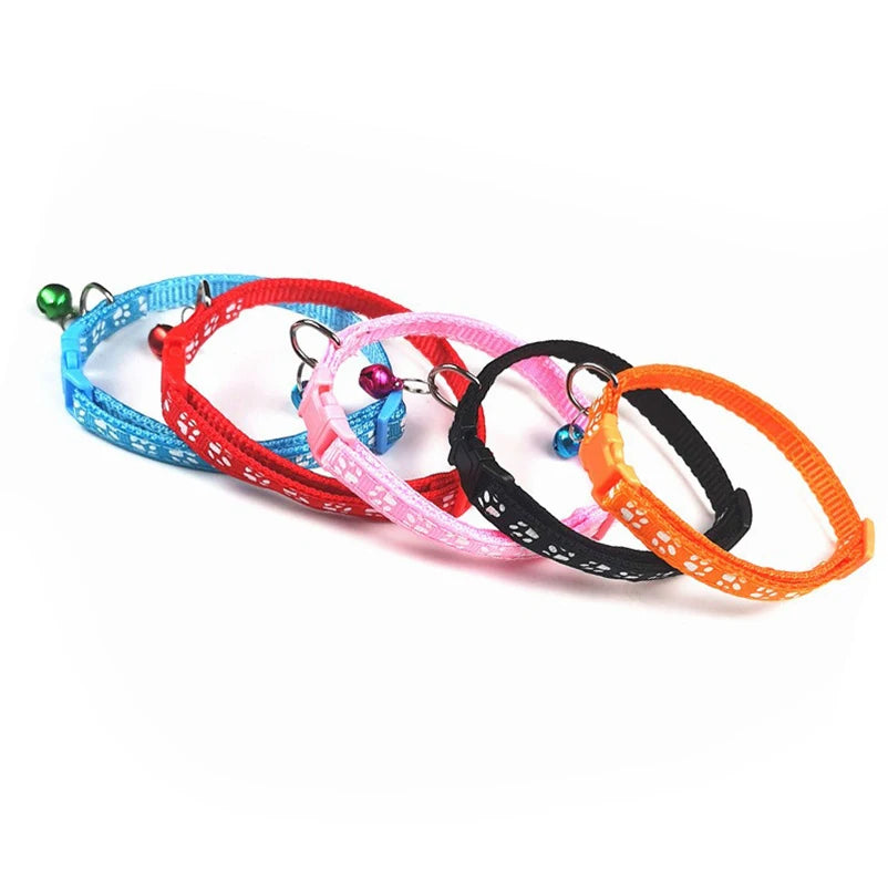 Printed Bell Pet Collar – Adjustable Safety Necklace for Cats and Small Dogs