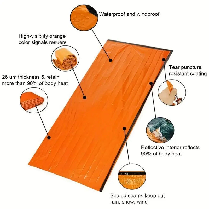 Emergency Thermal Sleeping Bag – Waterproof Mylar Sack for Outdoor Survival