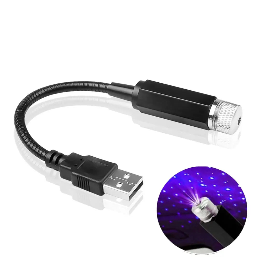 USB LED Star Projector – Adjustable Galaxy Atmosphere Lamp for Car Interior