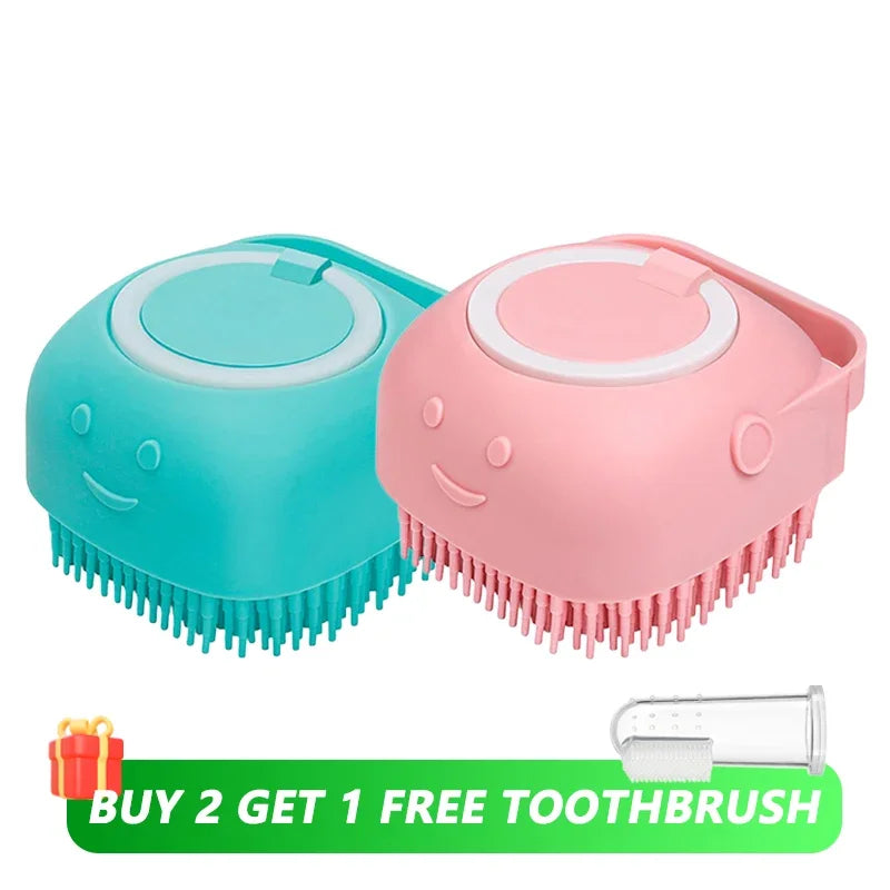 Silicone Pet Bath Brush – Shampoo Dispenser for Dog and Cat Grooming