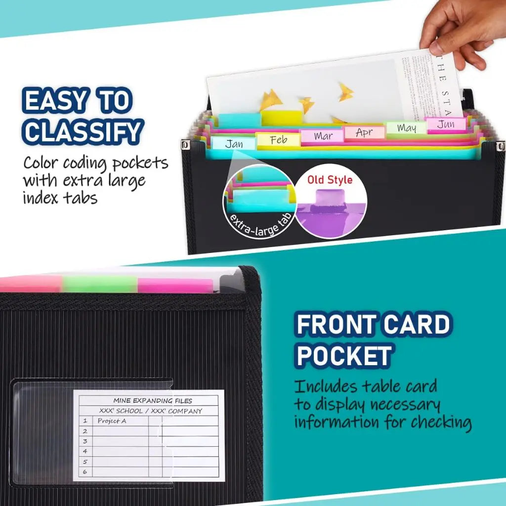 Expanding File Folder – 13 Pockets with Dividers for Document Organization