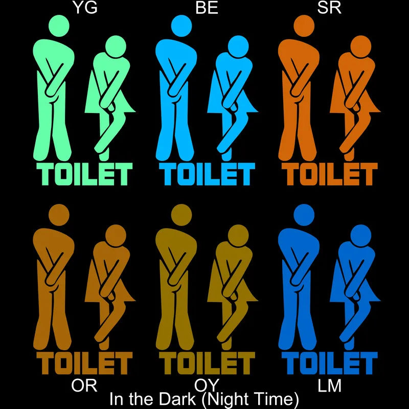 Luminous Toilet Wall Sticker – Glow in the Dark Cartoon Sign for Bathroom Decor