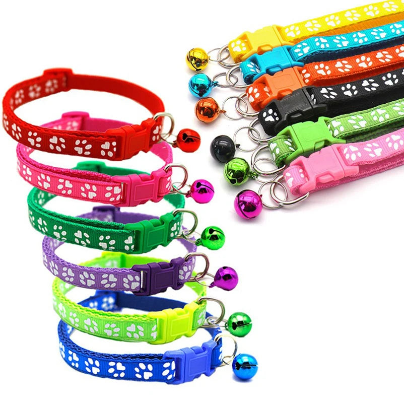 Printed Bell Pet Collar – Adjustable Safety Necklace for Cats and Small Dogs