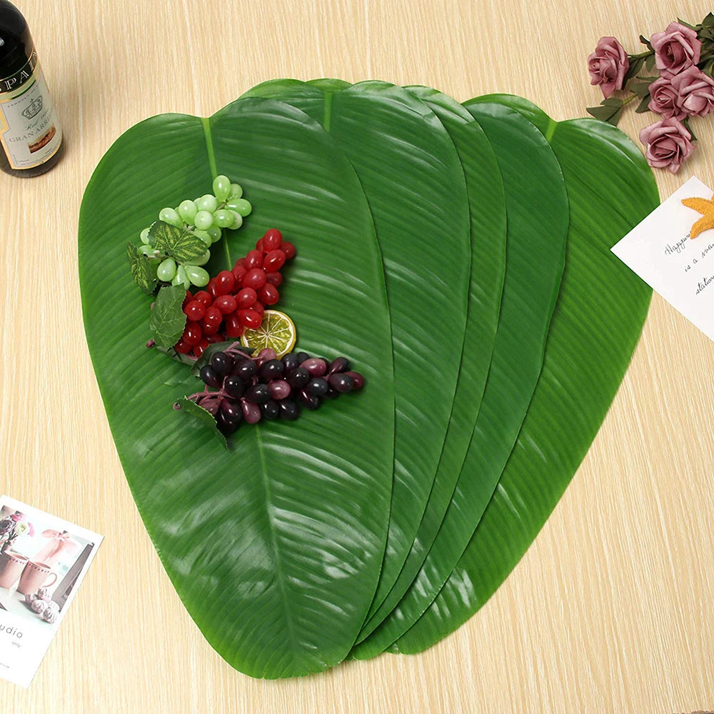 Artificial Banana Palm Leaves – Waterproof Tropical Table Decor for Luau Party