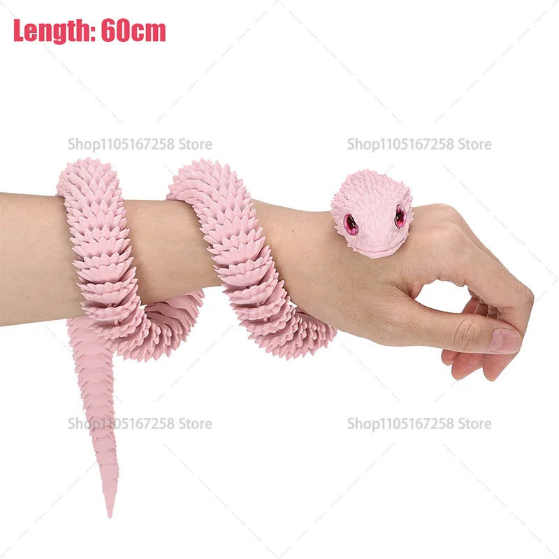 60cm 3D Printed Articulated Snake – Luminous Realistic Desktop Ornament