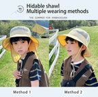 Kids Sunshade Fishing Hat – Breathable Wide Brim Shawl for Outdoor Summer