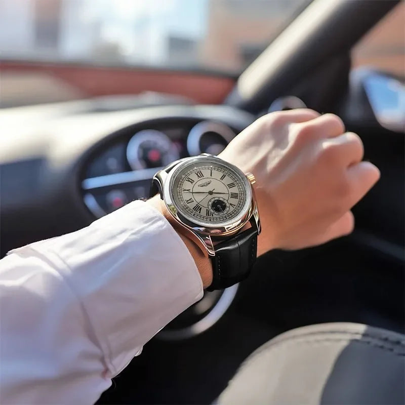 Luxury Leather Quartz Wristwatch – Waterproof Business Accessory for Men